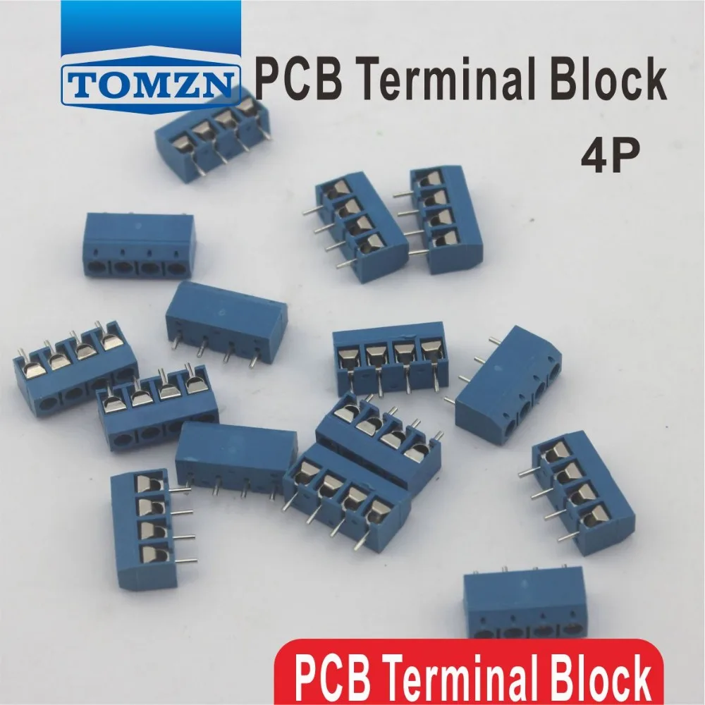 500 шт. 4 контактный винт синий клеммный блок PCB коннектор с шагом 5 мм|block|connector
