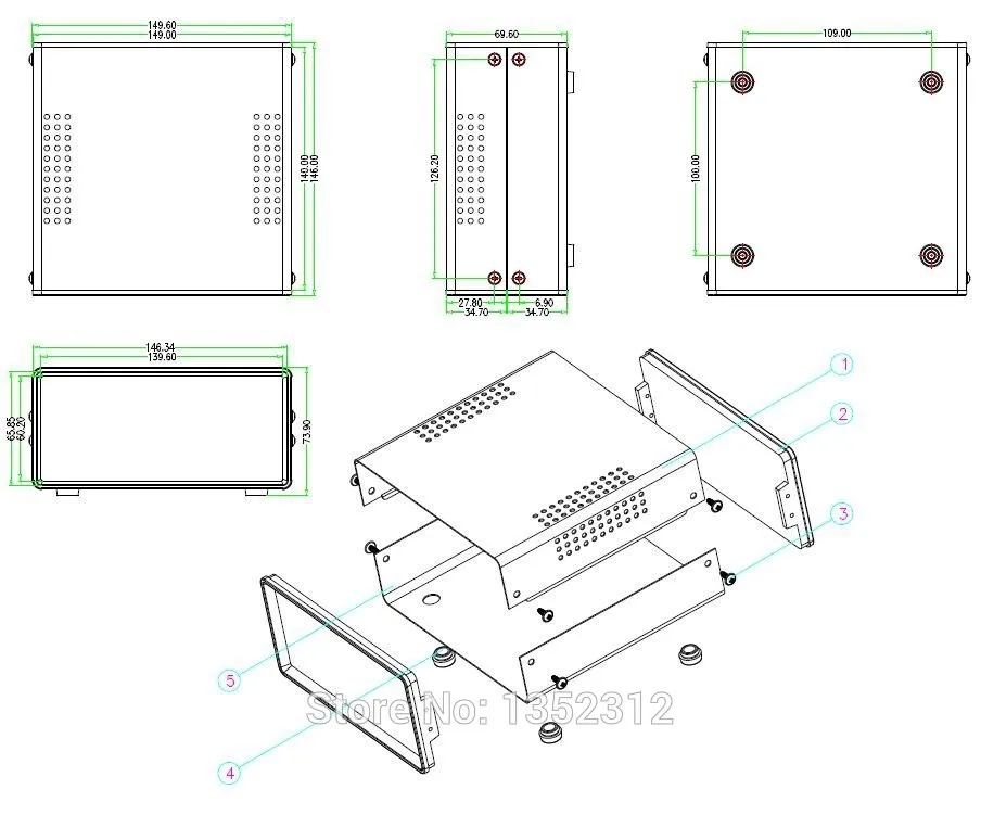 Железный корпус для электронных проектов коробка электропитания 150*140*70 мм