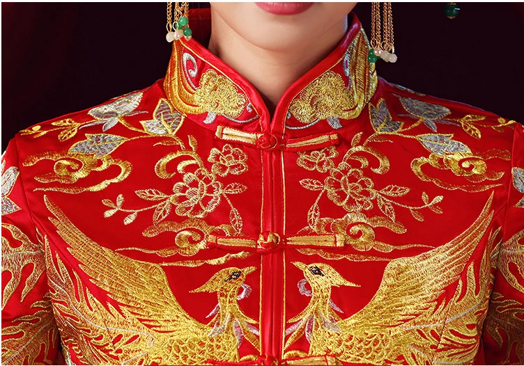 Китайский стиль свадебное платье свадебная вышивка cheongsam заграничная