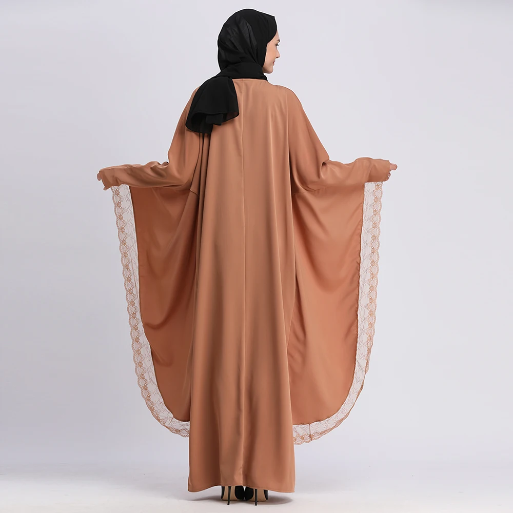 Buytiz Коричневый Верхняя одежда сетка abaya Макси длинное кружевное Nida кимоно