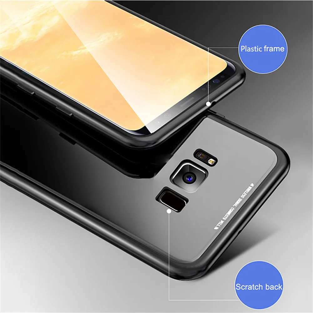 Магнитный адсорбционный чехол для samsung Galaxy S8 S9 Plus встроенный магнитный стекло note 8