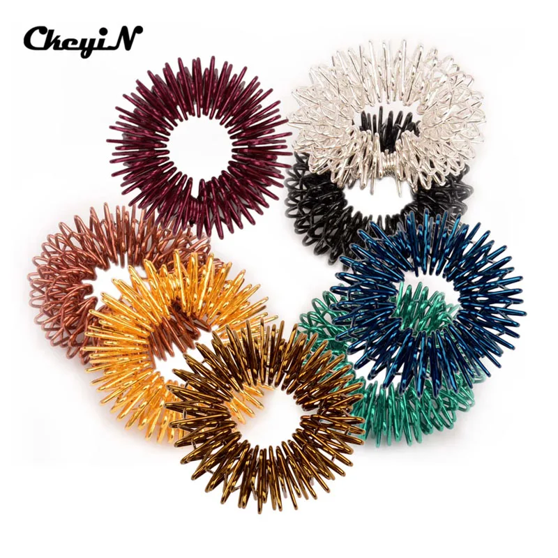 

50pcs Metal Finger Massager Ring Hand Reflexology Acupuncture Point massage Ring Pain Therapy Massage Hand Massage Relaxation