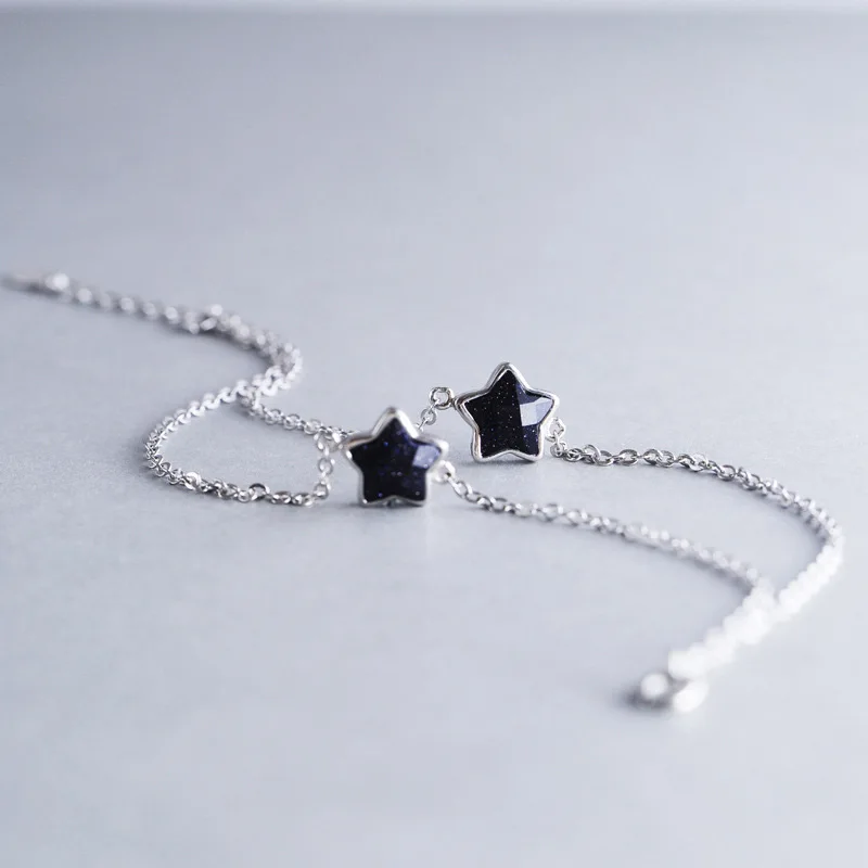 

925 SV Double Bracelet Female Korean Version Purple Salad Black Star Bracelet Pentacle Star Jewelry for Women Fashion Gift