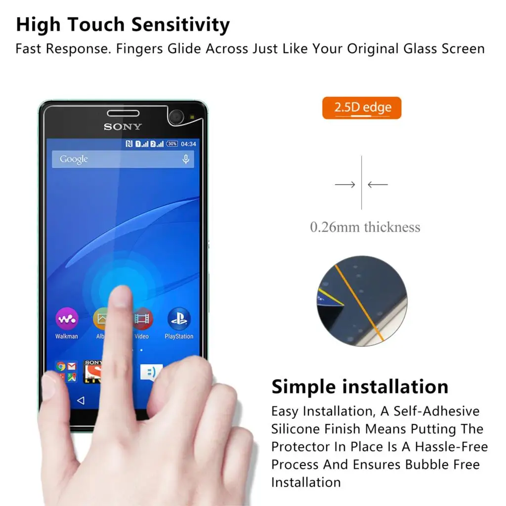 2 шт./партия 2.5D 0 26 мм 9H Премиум Закаленное стекло для Sony Xperia C4 двойной протектор