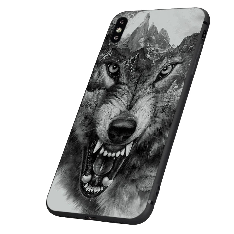 Черный чехол ТПУ для iphone 5 5s se 6 6s 7 8 plus x 10 чехол силиконовый чехол для iphone XR XS MAX чехол темный Ночной Волк