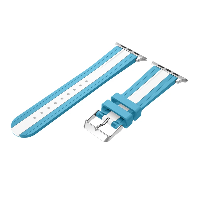 sky blue white Osrui силиконовый ремешок для спортивных часов для Apple Watch, версии 4 полосным 44 мм 40 мм, correa, наручных часов iwatch серии 4/3/2/1 42 мм/38 мм браслет на запястье с резиновой лентой - Цвет ремешка: sky blue white