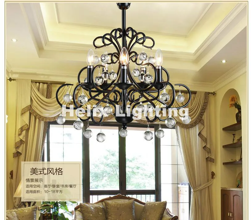 Винтажная металлическая люстра скандинавский черный железный Креатив кофейная