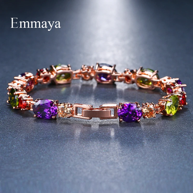 Женский браслет с разноцветным кубическим цирконием Emmaya классический из
