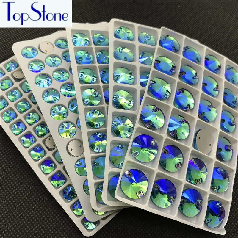Все размеры Аквамарин AB Rivoli пришивные камни с плоской задней частью круглые
