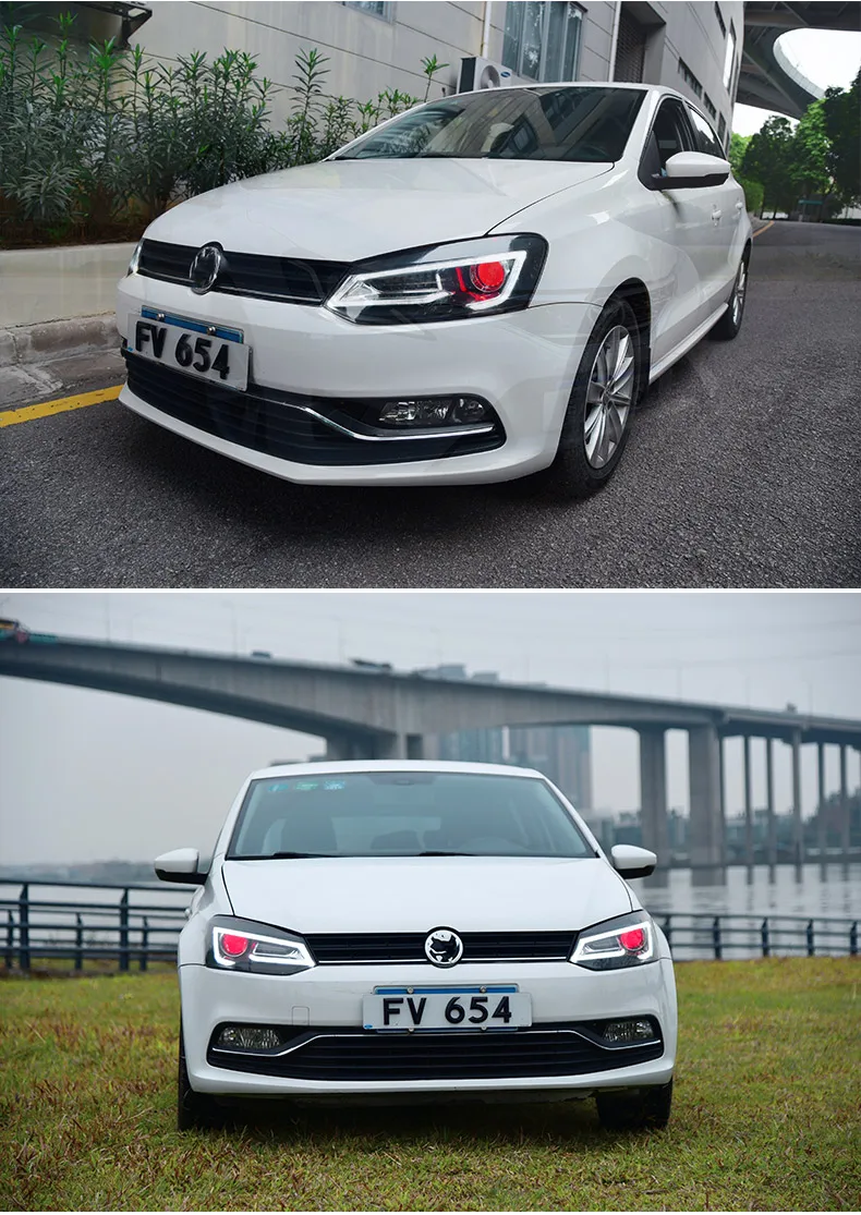 Автомобильный Стайлинг для VW POLO фары 2011- для polo фары передние Биксеноновые линзы двойной луч HID комплект