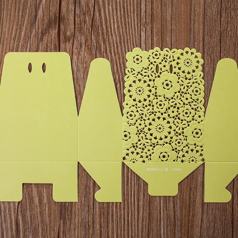 Лимон Зеленый цвет лазерная резка цветок коробка конфет Свадебная вечеринка