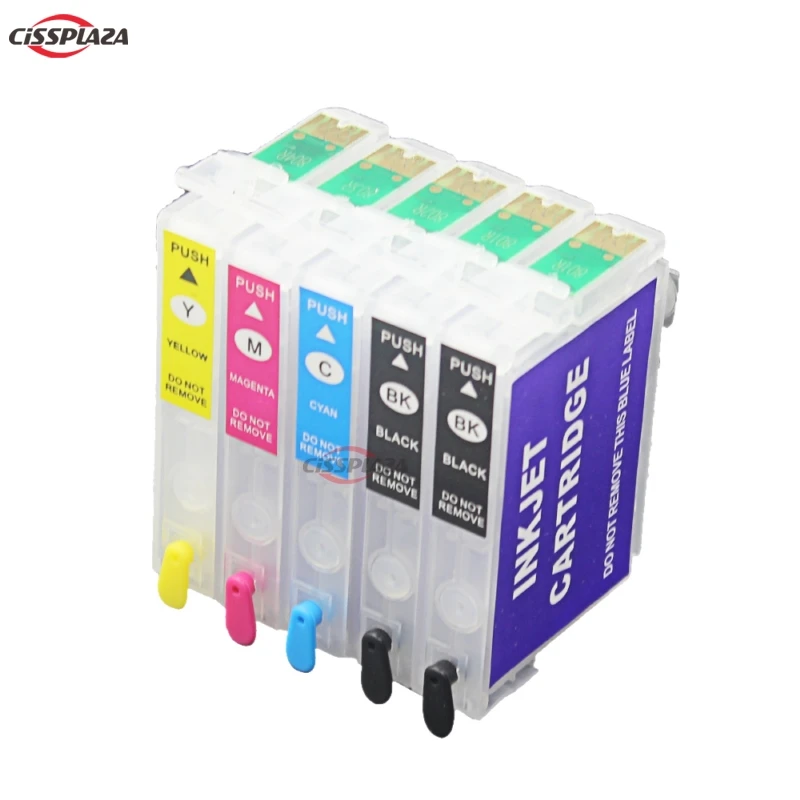 

CISSPLAZA 5PCS refillable ink cartridges compatible for EPSON T33 T1151/T1151/T0732N/T0733N/T0734N 5 cartridges