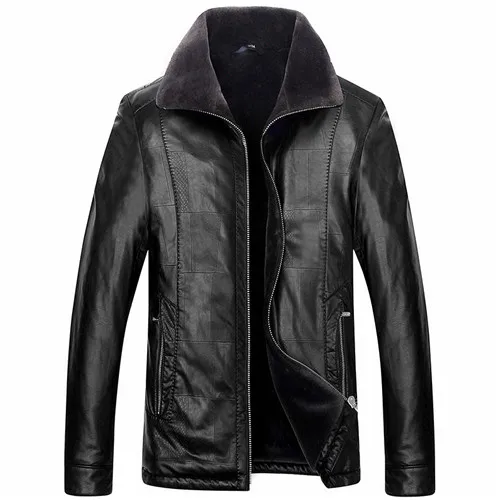 Черный Новинка размера плюс 8XL 7XL 6XL 5XL теплая зимняя мужская кожаная куртка из овчины мужская куртка для отдыха мужские куртки с меховой подкладкой верхняя одежда парка - Цвет: Черный