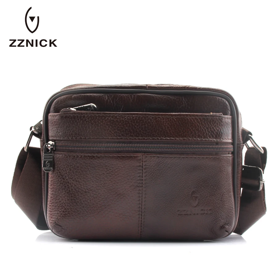 ZZNICK 2018 100%Genuine Cowhide Leather Shoulder Bag Small Messenger Bags Men Travel Crossbody New Fashion Flap |
