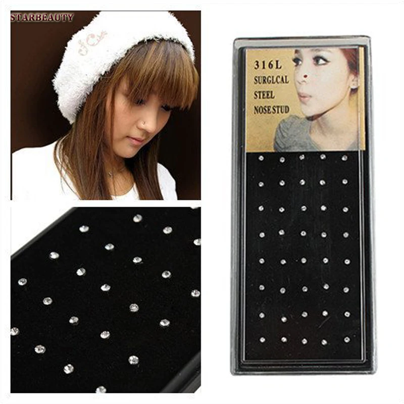 40 шт./компл. хрустальные стразы кольца и штифты для носа в индийском стиле 20