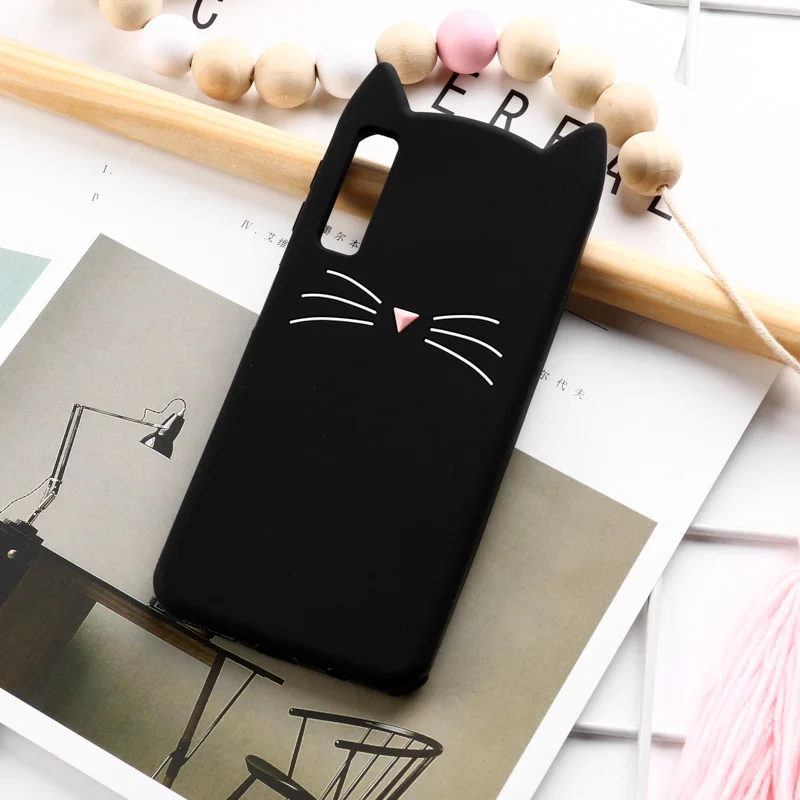 Black Case Чехол с милым котом для samsung Galaxy A7 чехол ТПУ samsung A50 A70 A30 A20 M30 M10 M20 A8 A6 J6 J4 Plus Note 8 9 J7 J2 премьер-Чехол - Цвет: Black Case