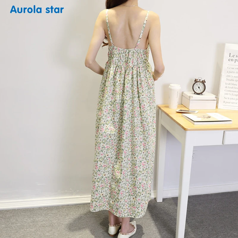 Женское платье для беременных хлопковое летнее пляжное без рукавов с цветочным