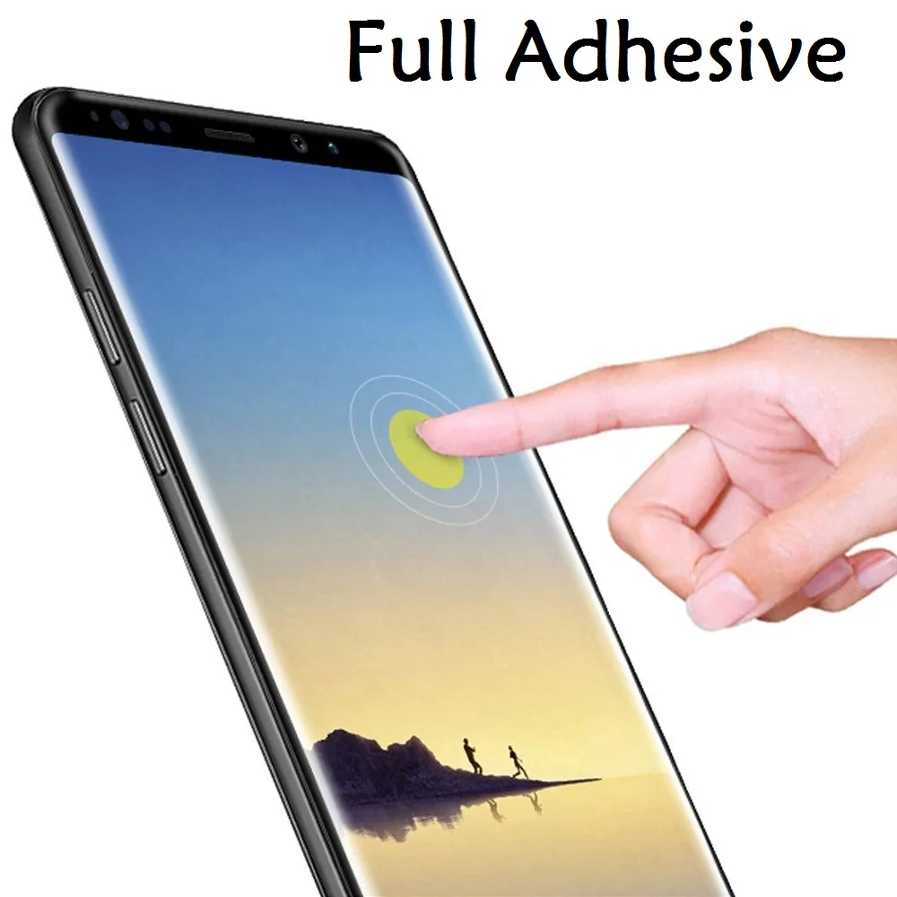 3D изогнутое закаленное стекло с полным покрытием клея для SAMSUNG S8 S9 Plus Note9 полное