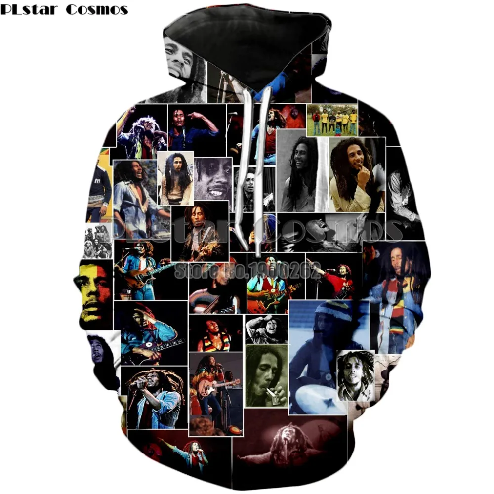 Толстовка PLstar Cosmos Bob Marley с 3D рисунком звезд худи одежда на заказ для мужчин и