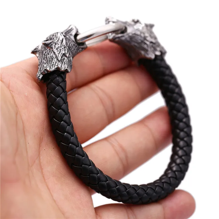 Человек волчья голова Волка тотемный браслет сплава кожаный браслет|leather bracelet|alloy