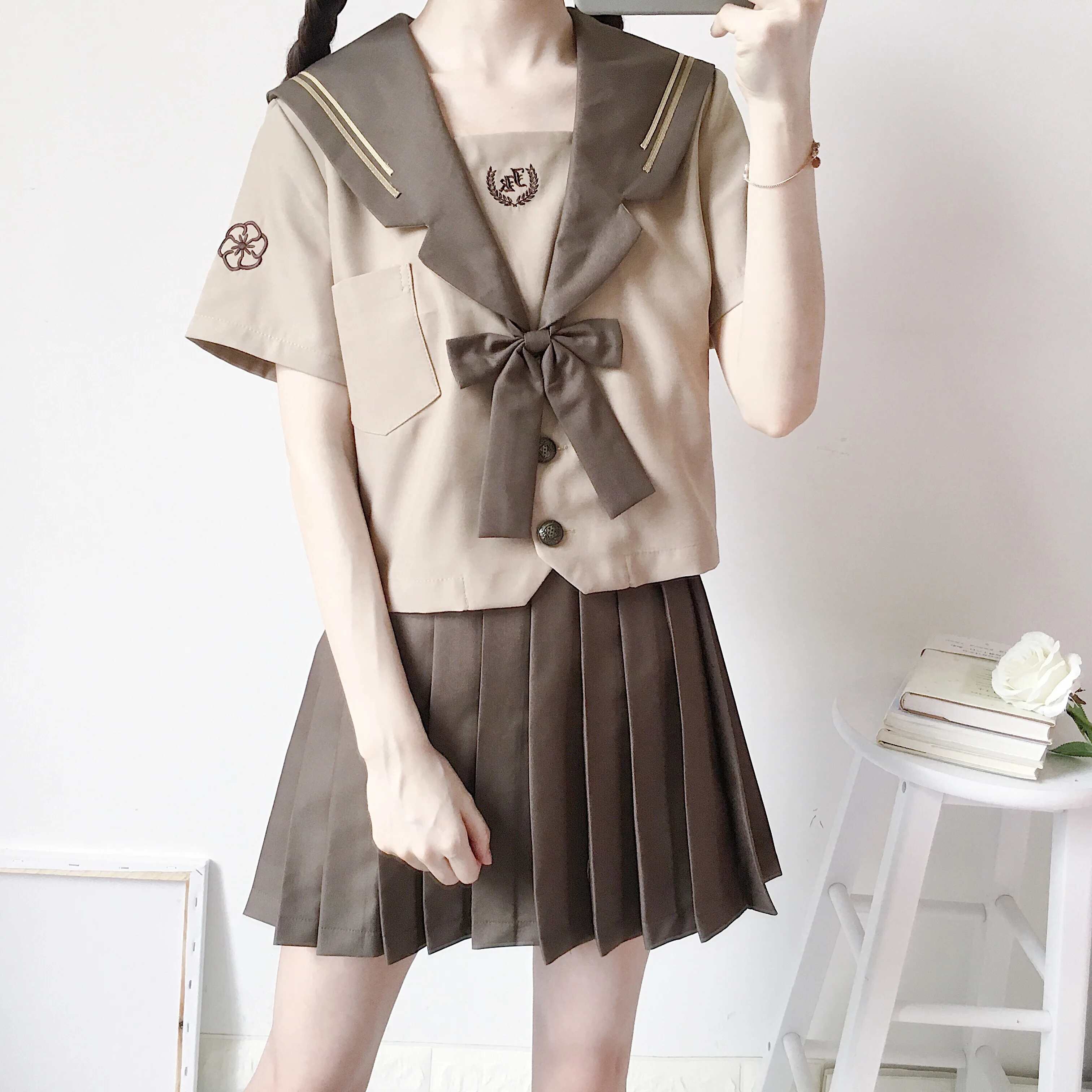Японская Униформа морской моряк костюм для женщин Кансай студентов с длинным