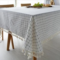 cfen as nordic simple style cotton linen tablecloth with tassel quality table cover tea table cloth kitchen dining placemats
