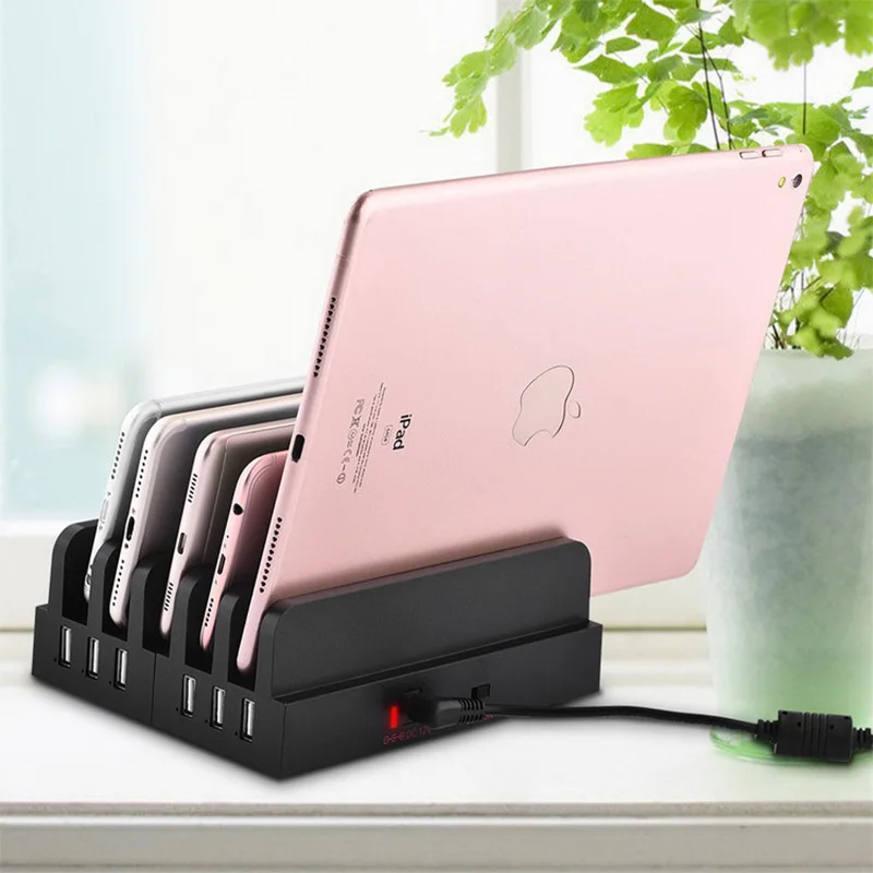 Sipolar usb зарядная док-станция, 6 портов, зарядная подставка 2.5A для мобильных телефонов типа C Android, планшетов, iphone hold, 5 шт., телефон - Цвет: Black