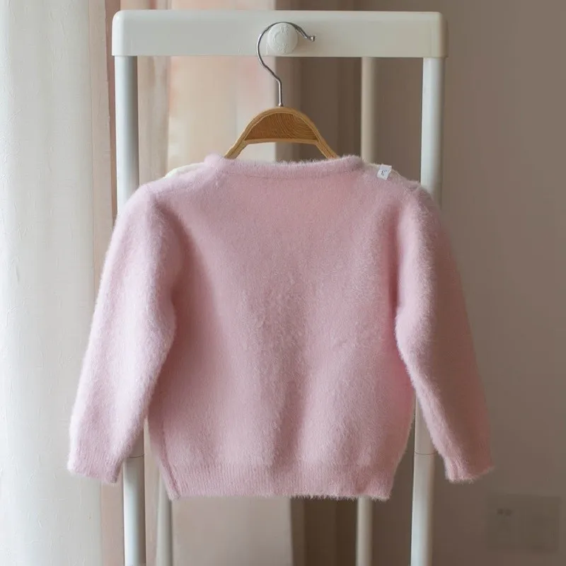 Осенне-зимняя трикотажная одежда для маленьких девочек бархатный кардиган