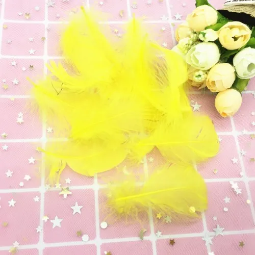 Yellow Мягкий пушистый Плюм 100 шт 4-8 см плавающий гусиное перо DIY светильник цветные маленькие перья праздничные вечерние DIY ремесло свадебное украшение - Цвет: Yellow