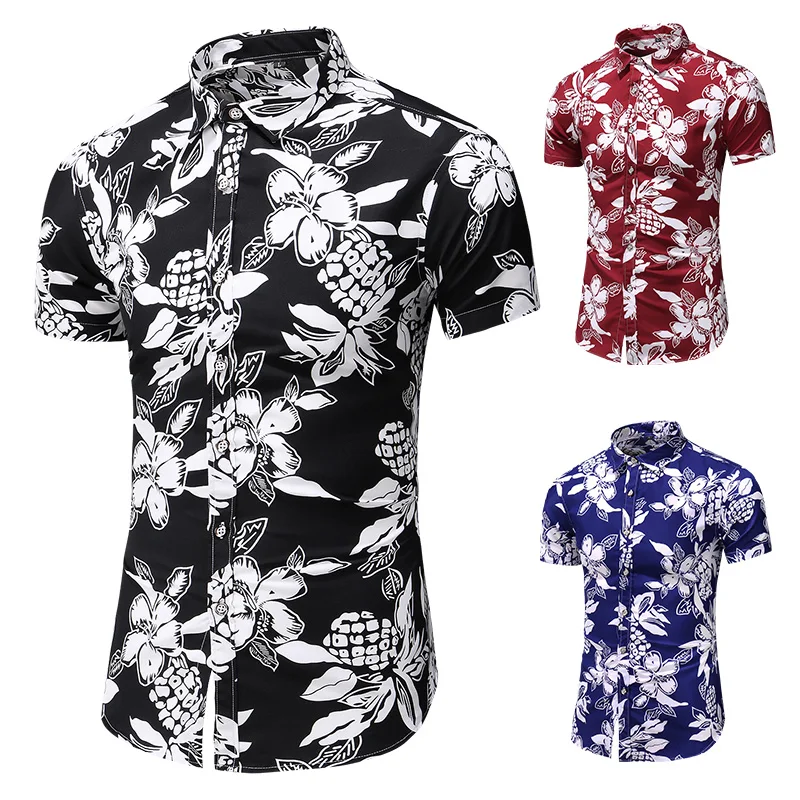 

2019 Summer Plus size Hawaiian Shirts Mens Casual Shirts Male Print Short Sleeve Shirt 5XL 6XL Brand Clothing