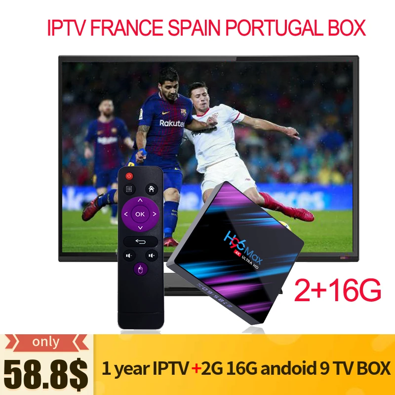 H96 max Iptv francais Испания Португалия 1 АНО 2 Гб 16 Гб ТВ приставка android 9,0 iptv Франция espa a brasil m3u подписка на коробка HTV 6