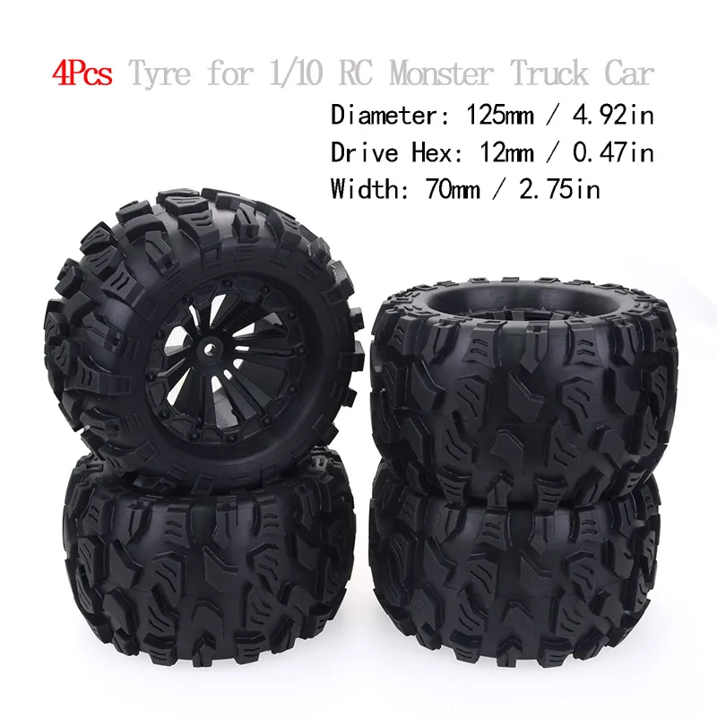 4pcs 4 шт RC резиновая Губка Шины обод для шины колеса для RC 1/10 1/8 моделей RC автомобиль HSP внедорожных JLB Monster Truck 94111 94108 94188 - Цвет: 4pcs