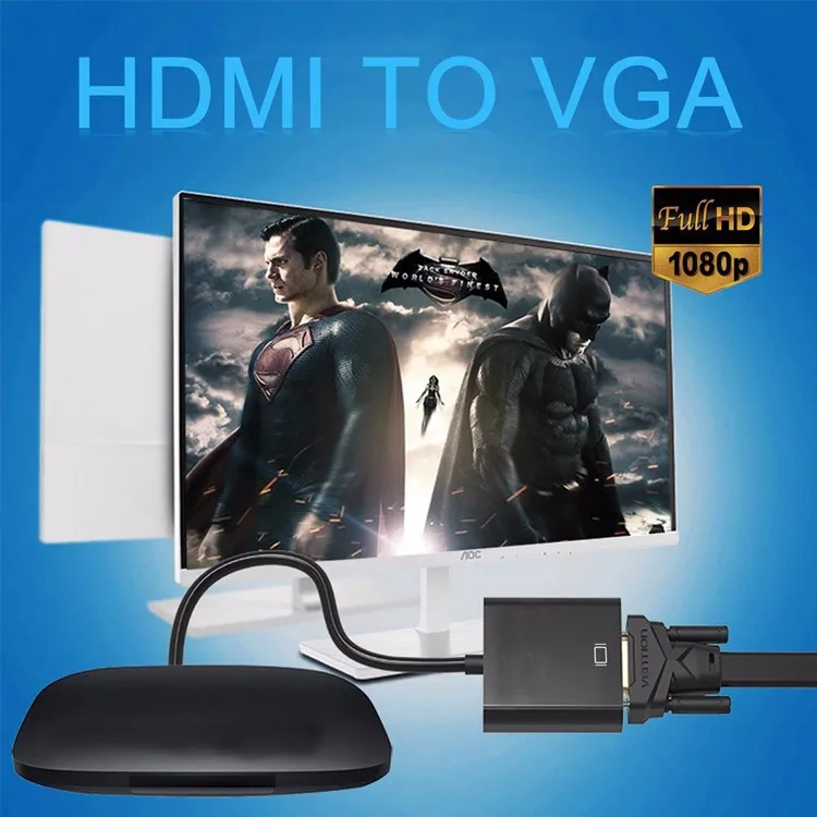 For Computer Tablet PC HDTV Display HD 1080P Mini HDMI Micro Connector Adapter + to VGA Converter Cable |