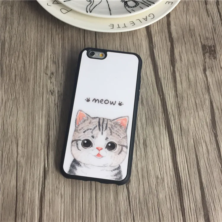 Милый чехол с мультяшным котом для iPhone 6 6s 7 8 Plus мягкие ТПУ резиновые силиконовые