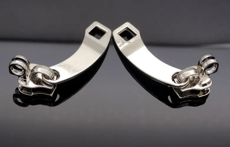 silver 2pcs 8# покрытие Глава металла zip/ползунки для Нейлон молнии/двойной замочную скважину/black/silver/gold /для Пластик напряженности Сейф бар/чемодан/Чемодан - Цвет: silver 2pcs