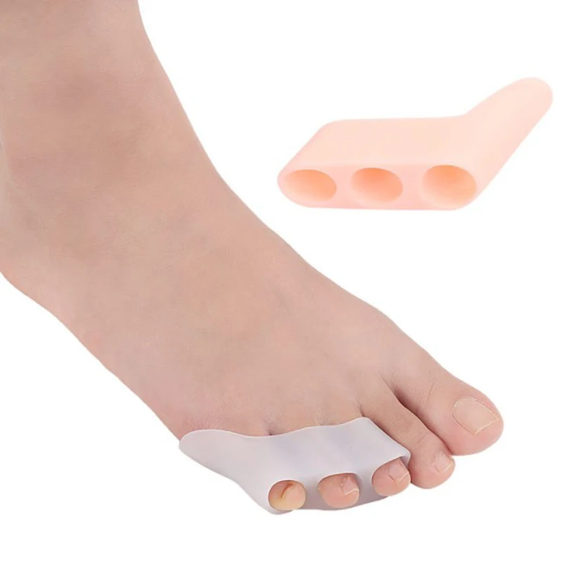 

1 Pair Silicone Gel Foot Fingers Two Hole Toe Separator Thumb Valgus Protector Bunion Adjuster