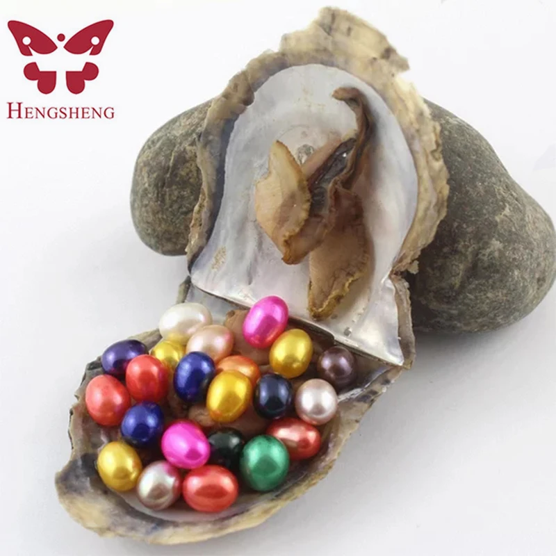 Выгодное предложение 6-8 мм Овальный Форма Жемчуг культивированный Oyster с одной жемчужиной внутри(10 шт./упак