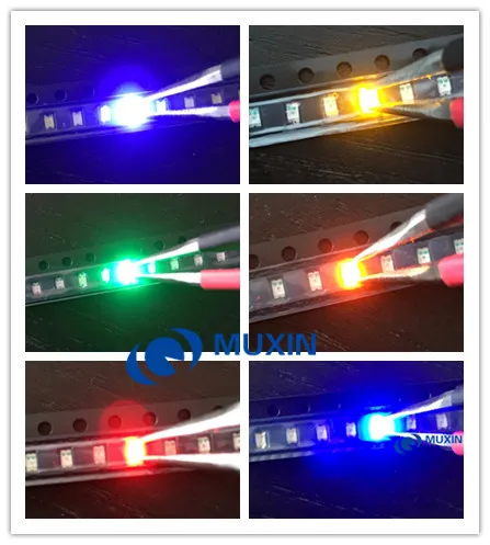 6 значений x 20 шт. = 1 (1 шт./партия) 0805 SMD светодиодные наборы красный желтый синий