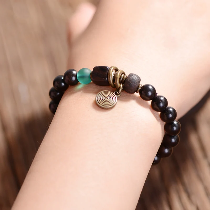 BOEYCJR натуральные тибетские черные сандаловые браслеты и для йоги медитация