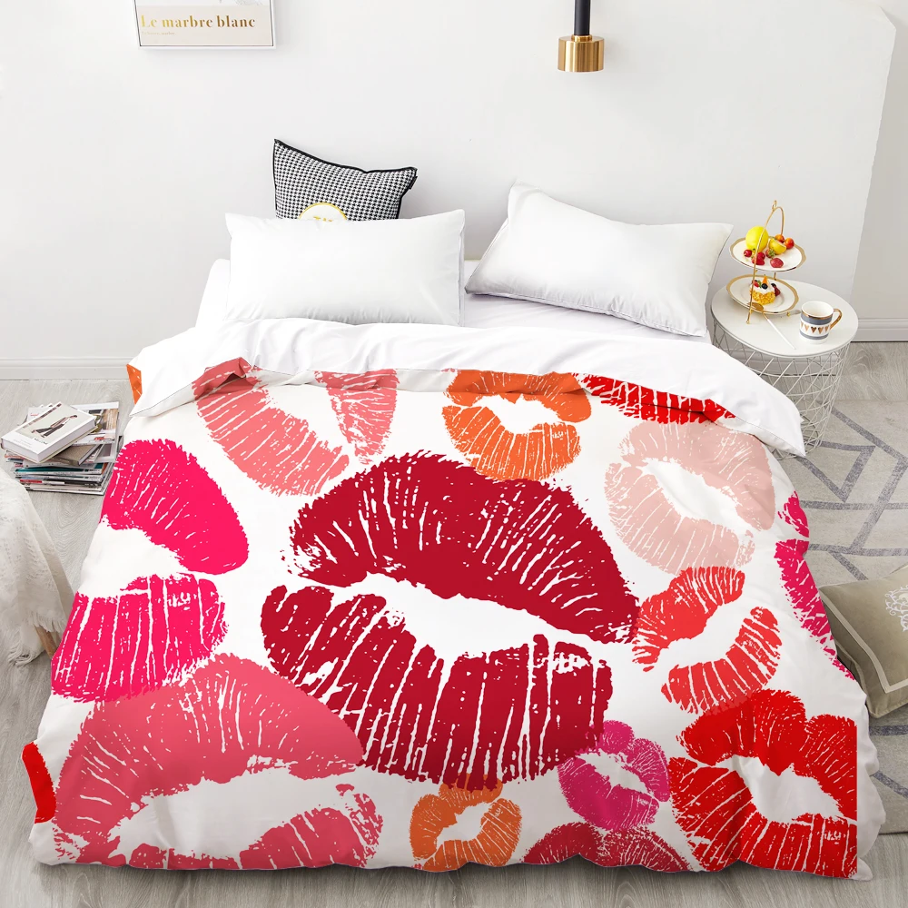 

3D HD Digital Printing Custom Duvet Cover,Comforter/Quilt/Blanket case Queen King Bedding 200x200,Bedclothes Sexy lips