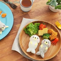 4pcsset mould cartoon cute animal seal rice mould baby rice pot tool kitchen diy kitchen appliances silica gel pp bento lunch