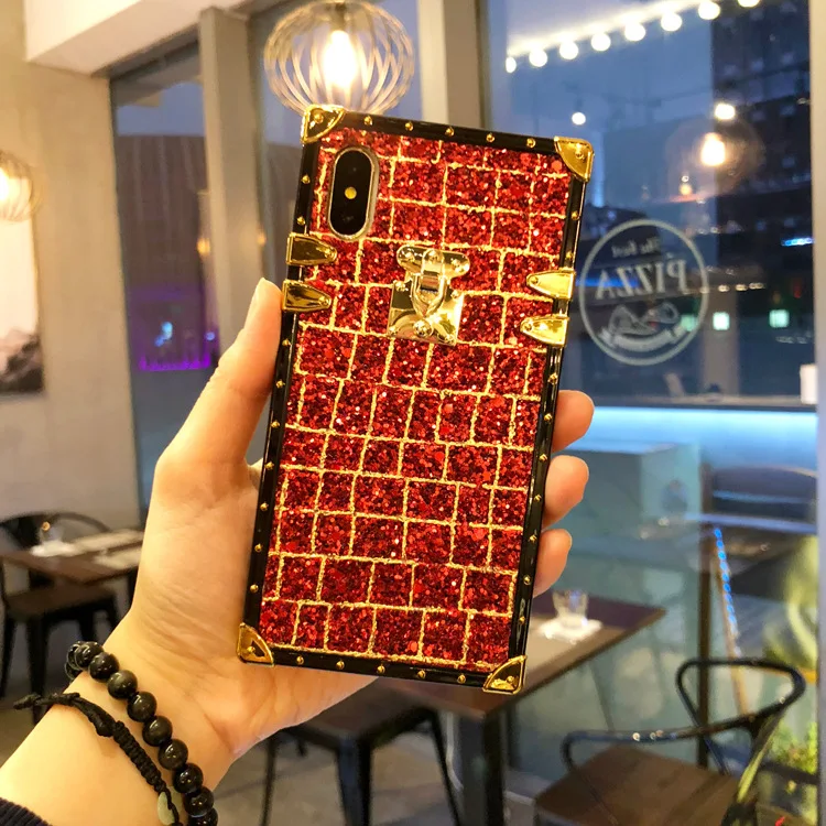 Роскошные блестящие Чехлы в клетку для iPhone 6 7 8 Plus X Xr Max Square Ретро брендовый чехол