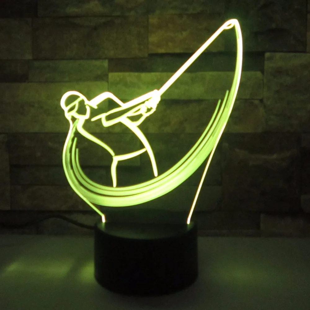 Play Golf 3D лампа с дистанционным управлением сенсорный LED 7 цветов спортивный USB