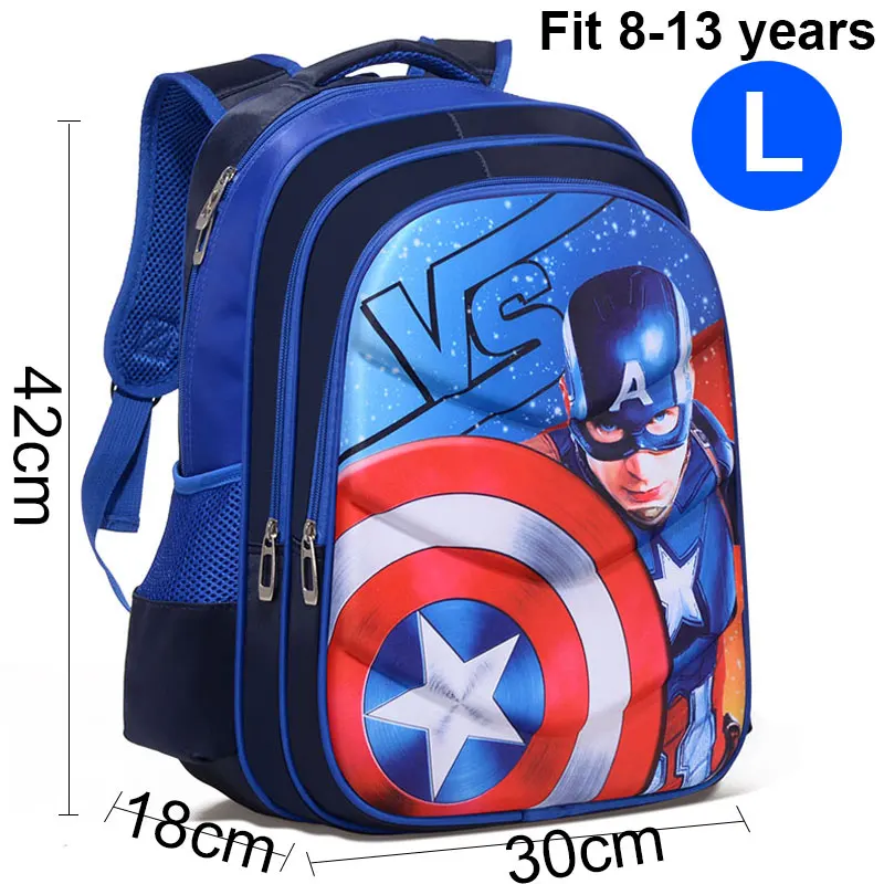 Blue L Captain B 3D Капитан Америка Железный человек мальчик девочка дети детский сад школьная сумка Подростковая Дети Студенческие рюкзаки - Цвет: Blue L Captain B