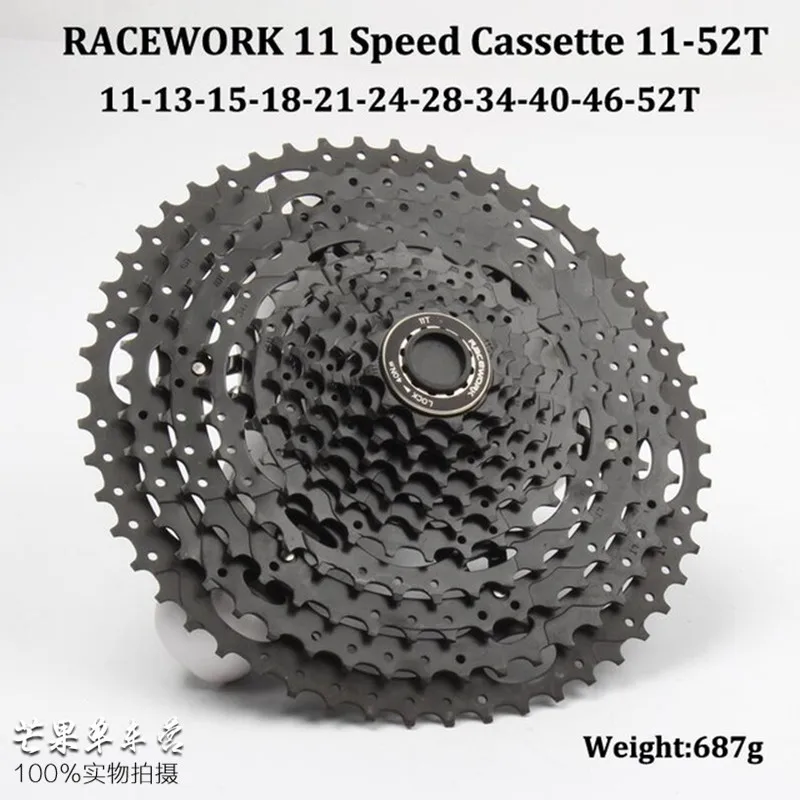 11s 11-52T black RACEWORK 11-42 11-46; 11-50 т 11-52T 10/11/12 Скорость горы mtb велосипед Кассетный Маховик Совместимость - Цвет: 11s 11-52T black