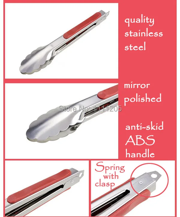 Комплект из 2 предметов Нержавеющая сталь барбекю паста щипцы с пружинным