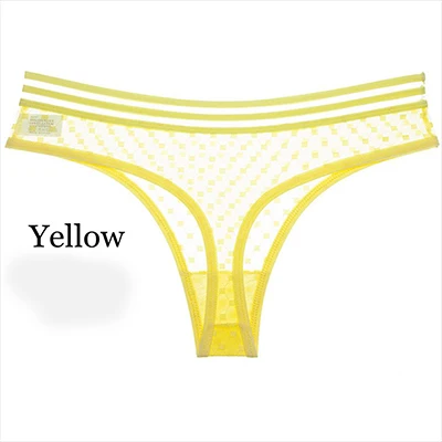Yellow Женские модные сексуальные спортивные стринги сексуальные сетчатые бесшовные трусы с низкой посадкой трусы-танга g-стринги трусики femme - Цвет: Yellow