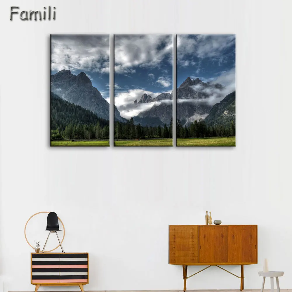 Pintura en lienzo de paisaje para sala de estar, arte de pared espectacular, imagen de sol, gran oferta, 3 piezas-0