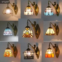 vintage bohemia decoration bathroom wall lamp colorful glass sconces mermaid bracket wall mounted light home decoration fixtures