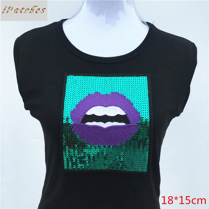 1 шт. модная расшитая блестками аппликация с аппликацией в виде губ для одежды